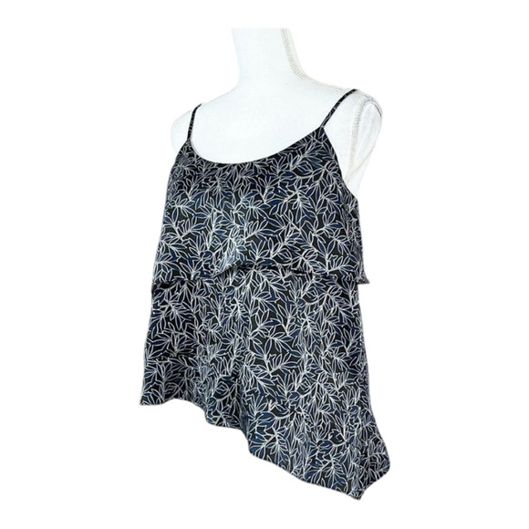 Likely Black and Blue Sleeveless Leaf Pattern Camisole Tank Size Medium - Picture 7 of 7
